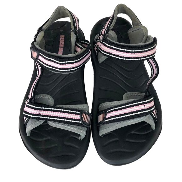 Beach Basics Womens SIze 6 Pink & Gray Adjustable Sandals Beach Pool Lake - Picture 3 of 12